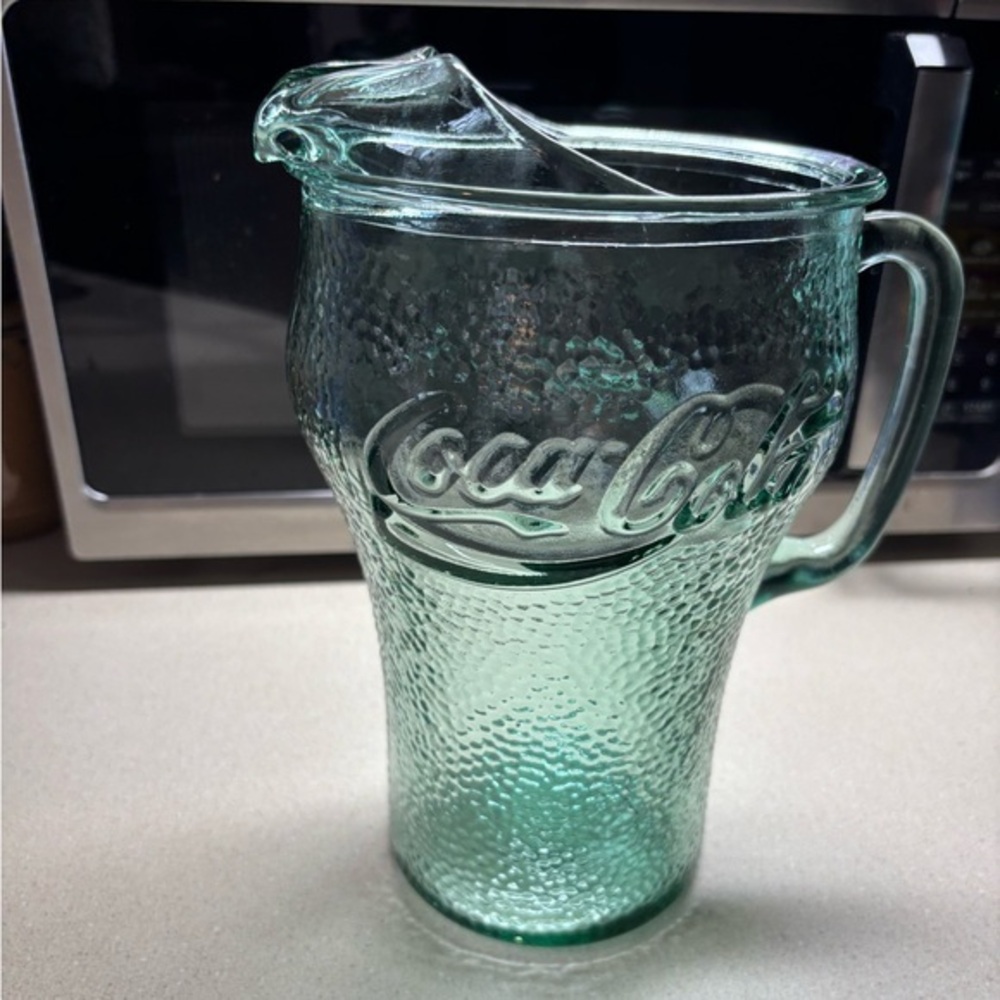 Coca Cola Textured Green Glass Pitcher